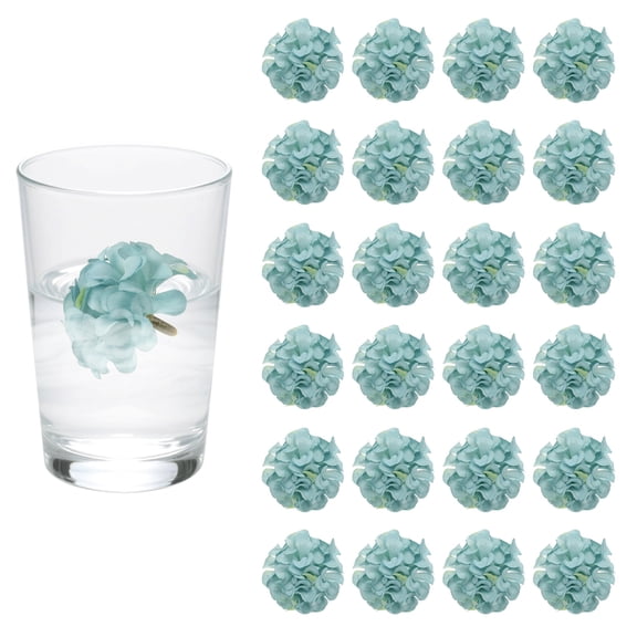 Uxcell 24Pcs Floating Flowers for Centerpieces, Blue Hydrangea Silk Faux Flower Heads for Floating Candles Vases Filler Party Home Table Wedding Centerpieces Decoration