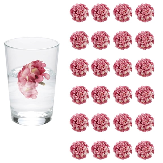 Uxcell 24Pcs Floating Flowers for Centerpieces, Rose Red Hydrangea Silk Faux Flower Heads for Floating Candles Vases Filler Party Home Table Wedding Centerpieces Decoration