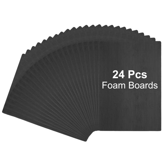 Uxcell 24Pcs Foam Boards, 100 x 200 x 3/16" (5mm)  Thick Foam Core Board Polystyrene Mat Sheet Double Sided Poster Foamboard Making for Mounting Crafts Paintings Prints Art, Black
