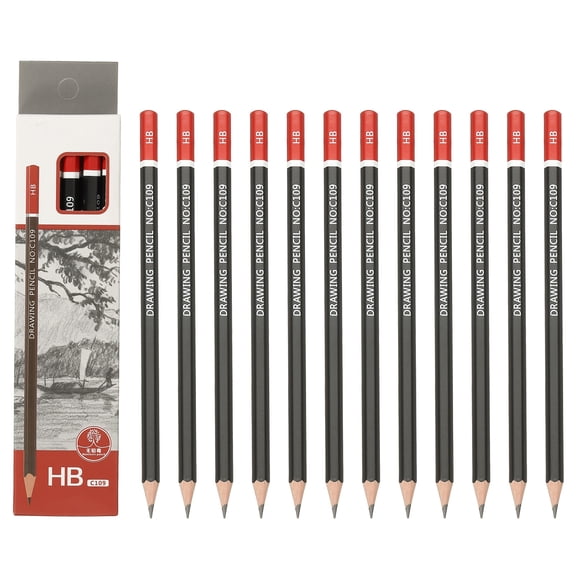 Uxcell 24Pcs HB Drawing Pencils for Sketching, Hexagonal Pre-sharpened Sketch Pencils for Drawing Writing Art Sketching Artists Beginners, Red/Black