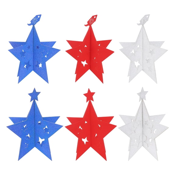 Uxcell 24Pcs Labor Day Decorations Stars Table Centerpieces 6 Inch(Red,White,Blue)