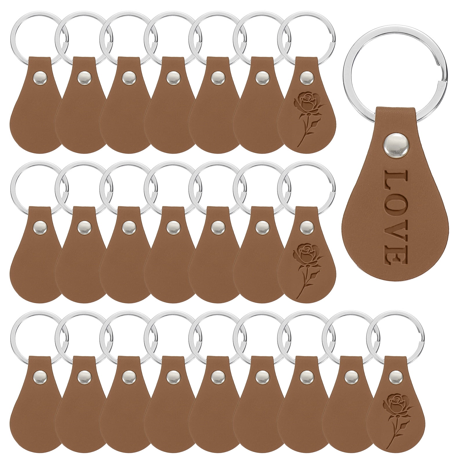 Rivets Forkey Rings Uxcell 24Pcs Leather Key Fob, Round PU Leather Keychain Blanks with ...