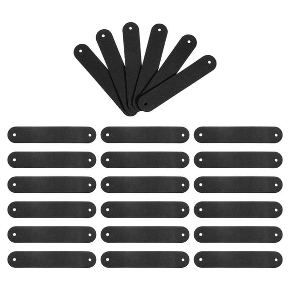 Uxcell 24Pcs Leather Tags, 85mm Leather Labels Handmade PU Leather Crochet Tags Faux Blank Custom Personalized Embossed with 2 Holes,Black