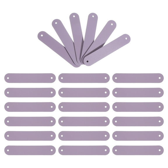 Uxcell 24Pcs Leather Tags, 85mm Leather Labels Handmade PU Leather Crochet Tags Faux Blank Custom Personalized Embossed with 2 Holes,Purple
