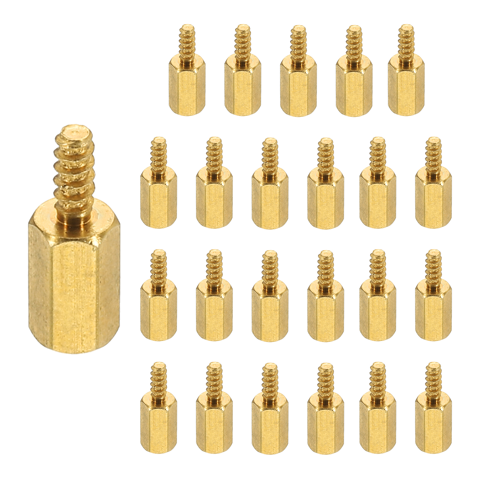 Uxcell 60-Pack M3 Brass Hex Standoff Spacers – 12mm Female + 6mm Male Thread, Gold Tone PCB Pillar Screws
