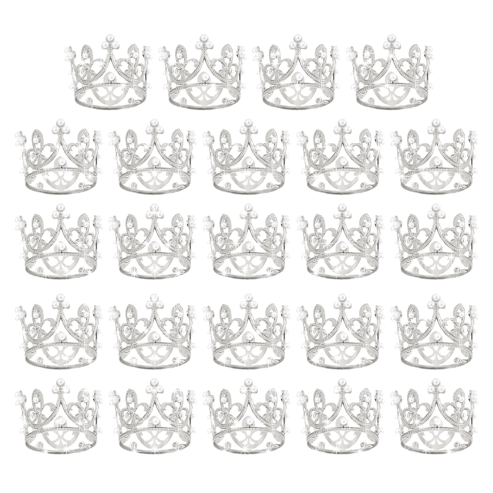 Uxcell 24Pcs Mini Crown Cake Toppers, Alloy Queen Princess Little ...