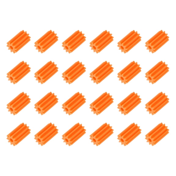 Uxcell 24Pcs Module 0.5 Plastic Gears, Small Plastic 10 Teeth Spindle Gears 1.85mm ID 10mm Thickness Model Long 102A for Motor RC Car Robot DIY Model RC Parts Replacements, Orange