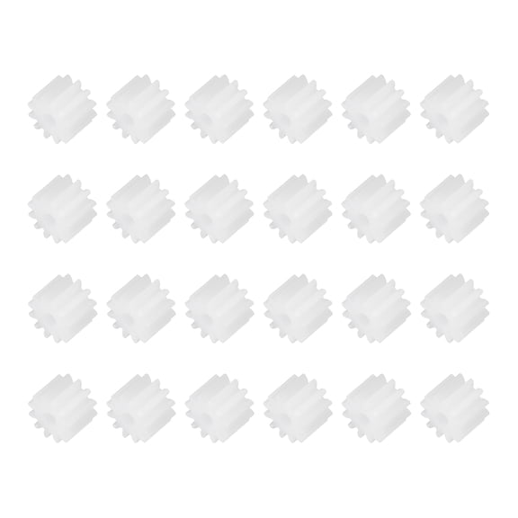 Uxcell 24Pcs Module 0.5 Plastic Gears, Small Plastic 12 Teeth Spindle Gears 1.95mm ID 5mm Thickness Model 122A for Motor RC Car Robot DIY Model RC Parts Replacements, White