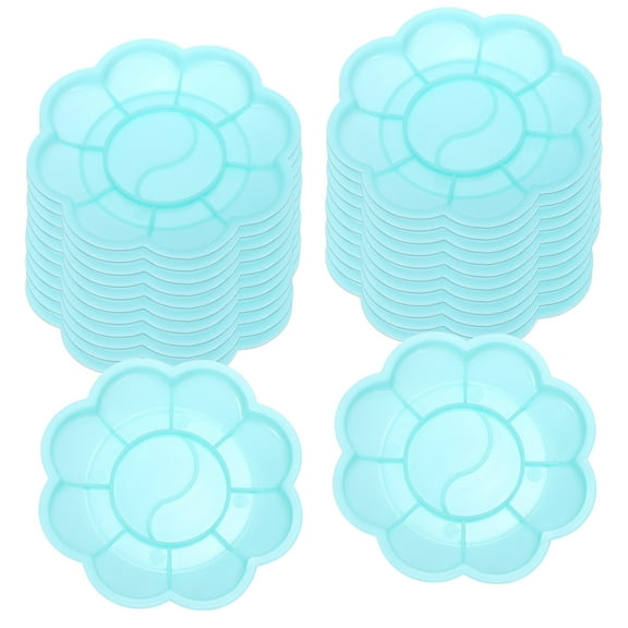 Uxcell 24Pcs Paint Tray Palette, 3.1"/8cm Painting Palette Plastic Palette Flower Shape Green