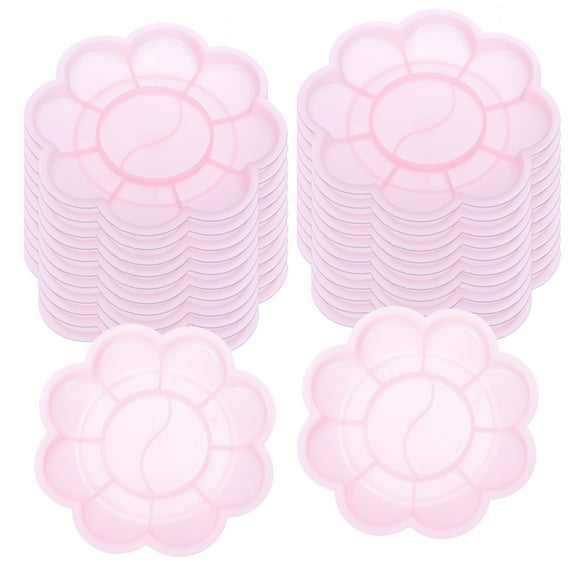 Uxcell 24Pcs Paint Tray Palette, 3.1"/8cm Painting Palette Plastic Palette Flower Shape Pink