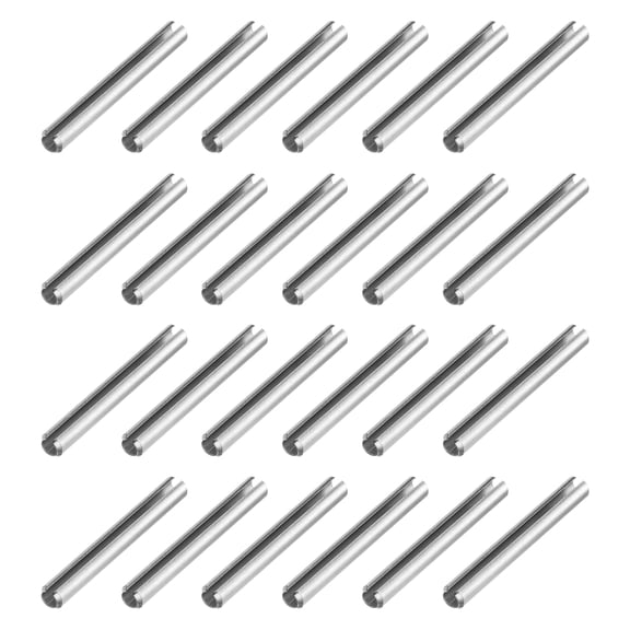 Uxcell 24Pcs Slotted Split Roll Pins 1/5 Inch(5mm) Dia. 1-4/5 Inch(45mm) Length Steel Spring Tension Expansion Dowels for Secure Fastening, Silver