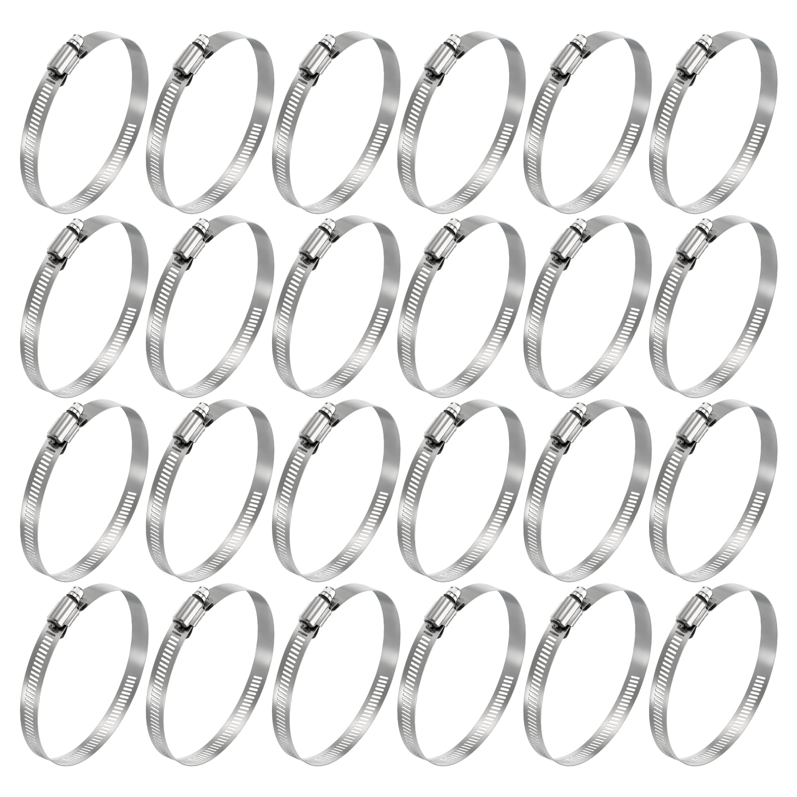 Uxcell 24Pcs Stainless Steel Hose Clamps, Adjustable 5.6" to 6.5" (141-165mm) Heavy Duty Worm Gear Hose Clamp Assortment Kit, Metal Fuel Line Clamping for Radiator, Dryer Vent