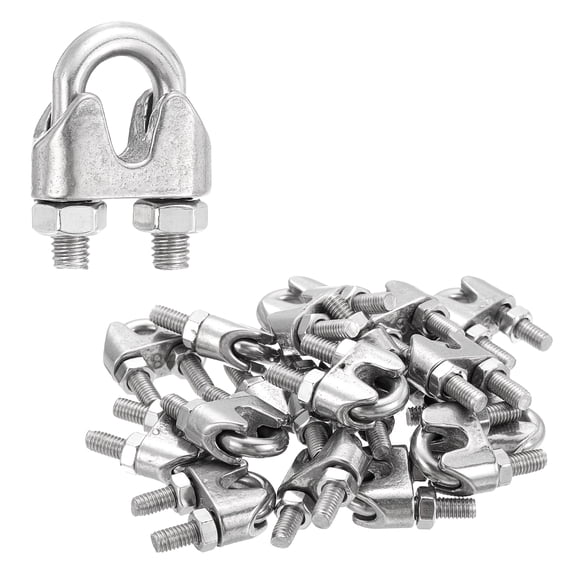 Uxcell 24Pcs M8 Wire Rope Clamps 5/16" 304 Stainless Steel Cable Clip Clamp