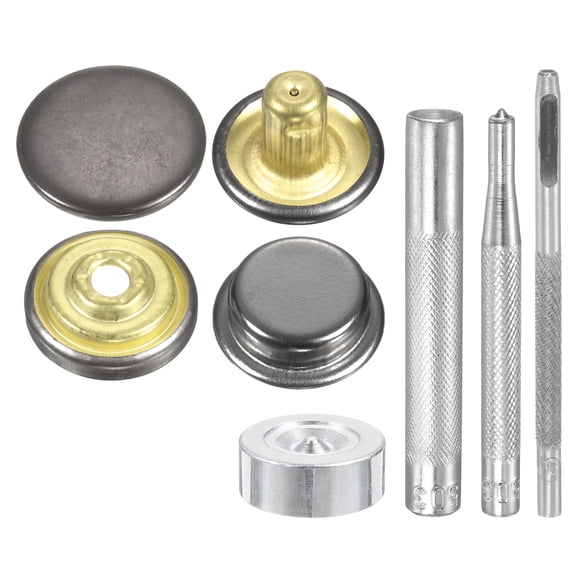 Uxcell 24Set 15mm Leather Snap Fastener Kit 2.95" Long w 4 Install Tool, Gun