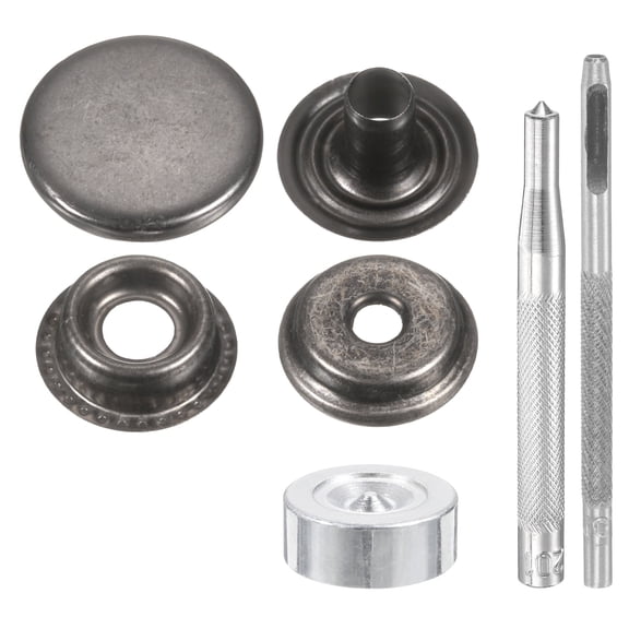 Uxcell 24Set 15mm Leather Snap Fastener Kit 3.31" Long w 4 Install Tools, Gun