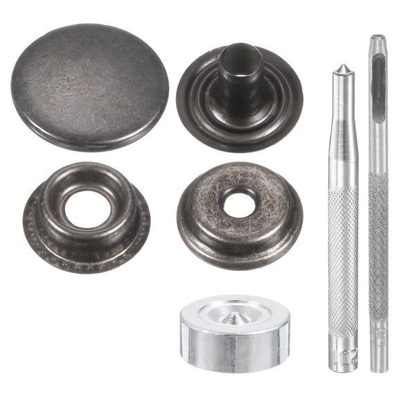 Uxcell 24Set 20mm Leather Snap Fastener Kit 3.31" Long w 4 Install Tools, Gun