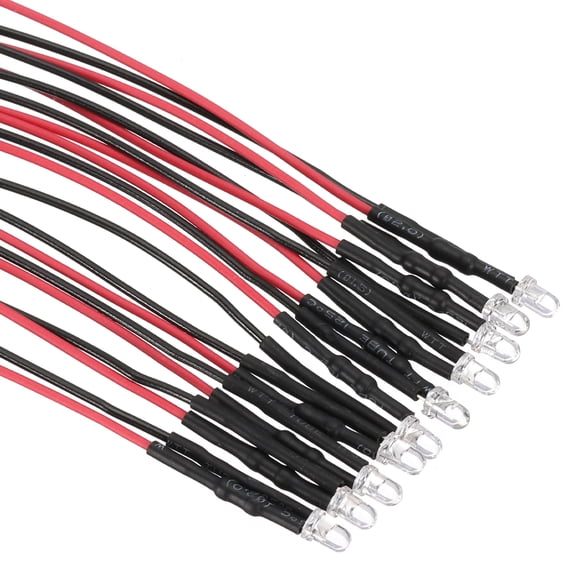 Uxcell 24V 3mm Pre Wired LED Diode Lights, 10Pcs 7.9" Light Emitting Diodes, Pink