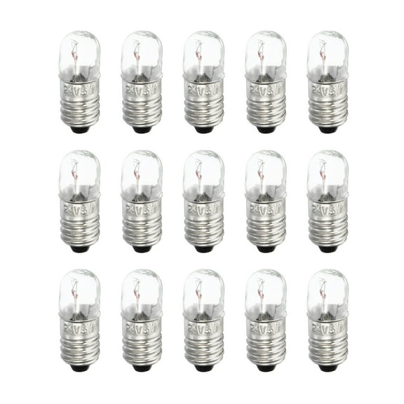 Uxcell 24V/5W E10 Warm Yellow Light Mini Incandescent Bulbs with Box 1 Set/15 Count