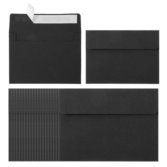 Uxcell 24ack A2 Envelopes, Self Seal Black Invitation Envelopes for Postcard Wedding Cards