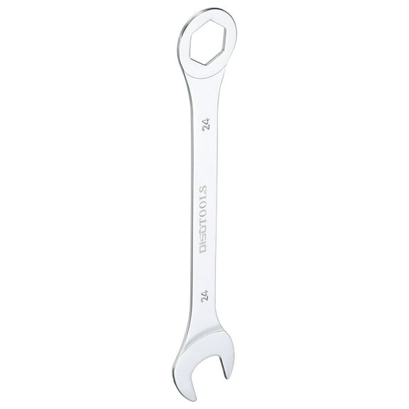Uxcell 24mm 6-Point Thin Combination Wrench Double Ended Box and Open End Chrome Plated Steel, Silver