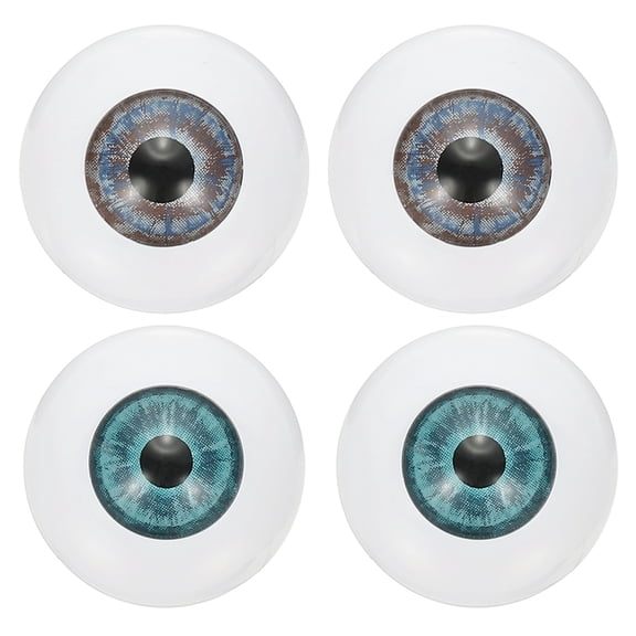 Uxcell 24mm Doll Eyes,4 Pcs Realistic Acrylic Eyes Plastic Half Eyeballs, Blue Green/Blue Gray