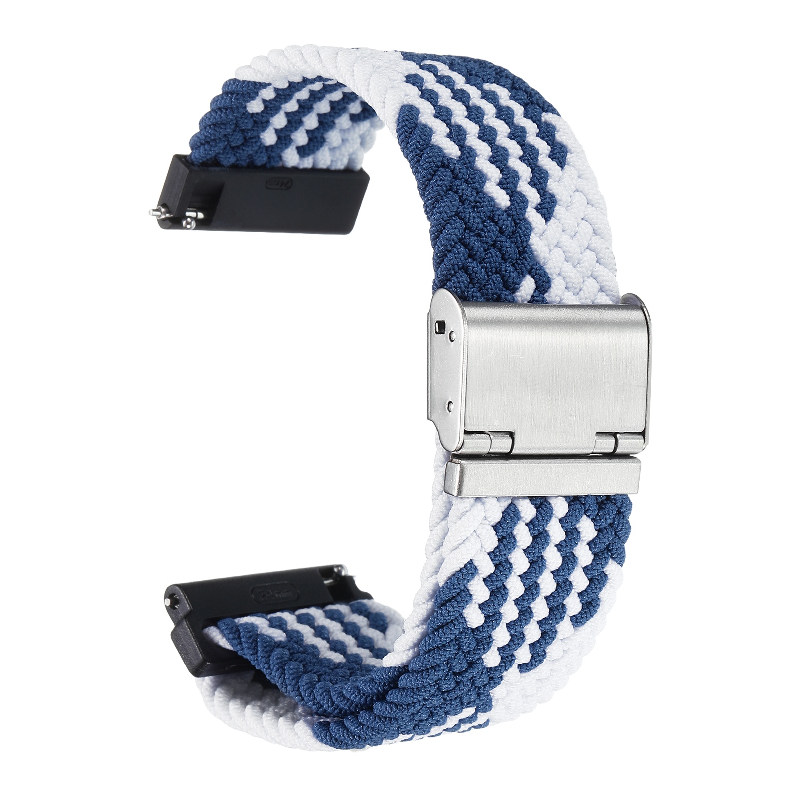 Uxcell 24mm Nylon Braided Watch Bands with Stainless Steel Buckle, Blue White