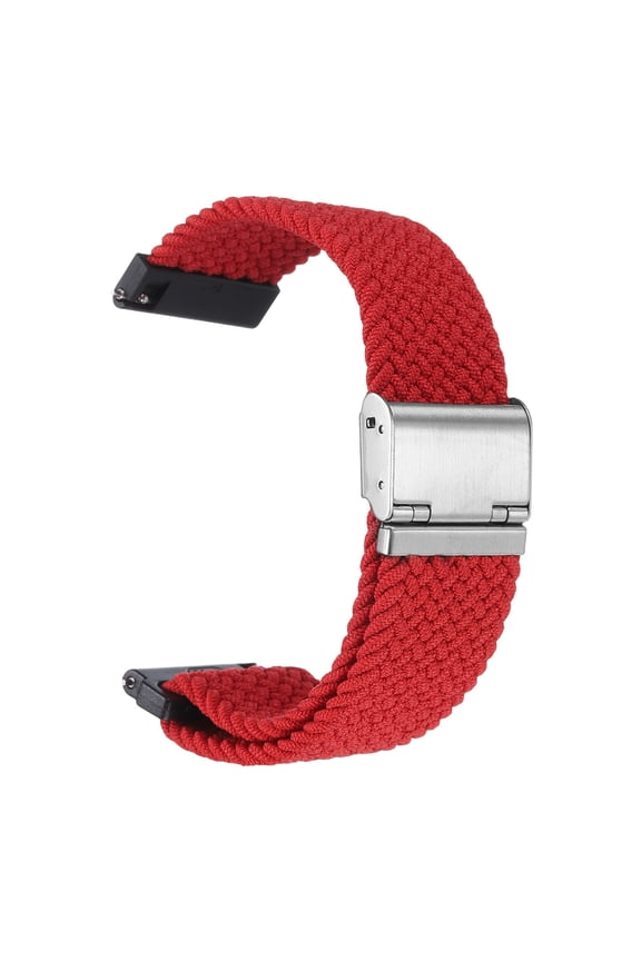 24mm Nylon Braided Watch Bands with Stainless Steel Buckle, Red
