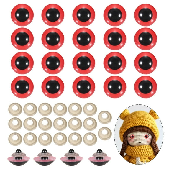 Uxcell 24mm Safety Eyes, 20Pcs Realistic Doll Crocheting Safety Eyes Red