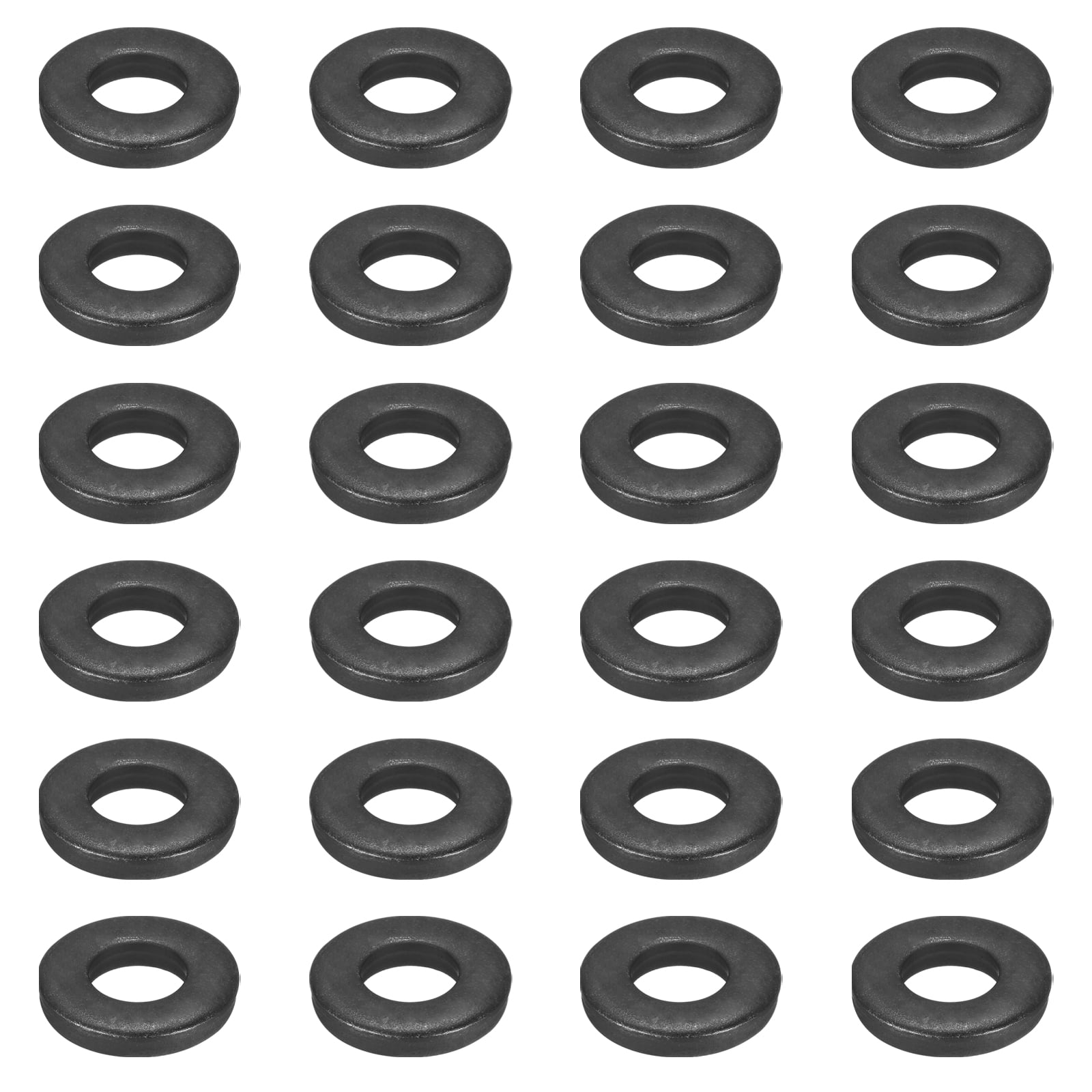 Uxcell 24pcs 1/2" Black Flat Washer for M12 Screw, Steel Metal Washers 12mm ID 26mm OD 5mm l for Industrial, Screws Bolts