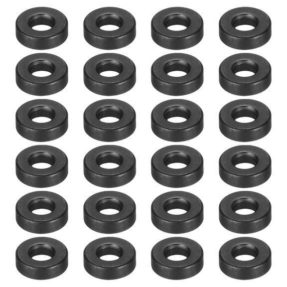 Uxcell 24pcs 1/4" Black Flat Washer for M6 Screw, Steel Metal Washers 6mm ID 16mm OD 5mm l for Industrial, Screws Bolts