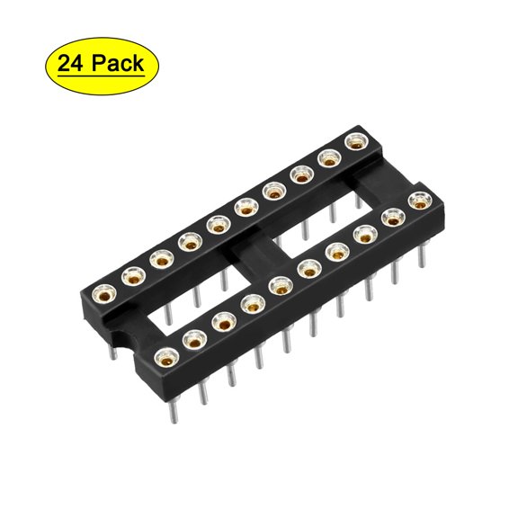 Uxcell 24pcs 7.6 Row Pitch 2 Row 20 Round Pin Soldering DIP IC Chip Socket Adaptor
