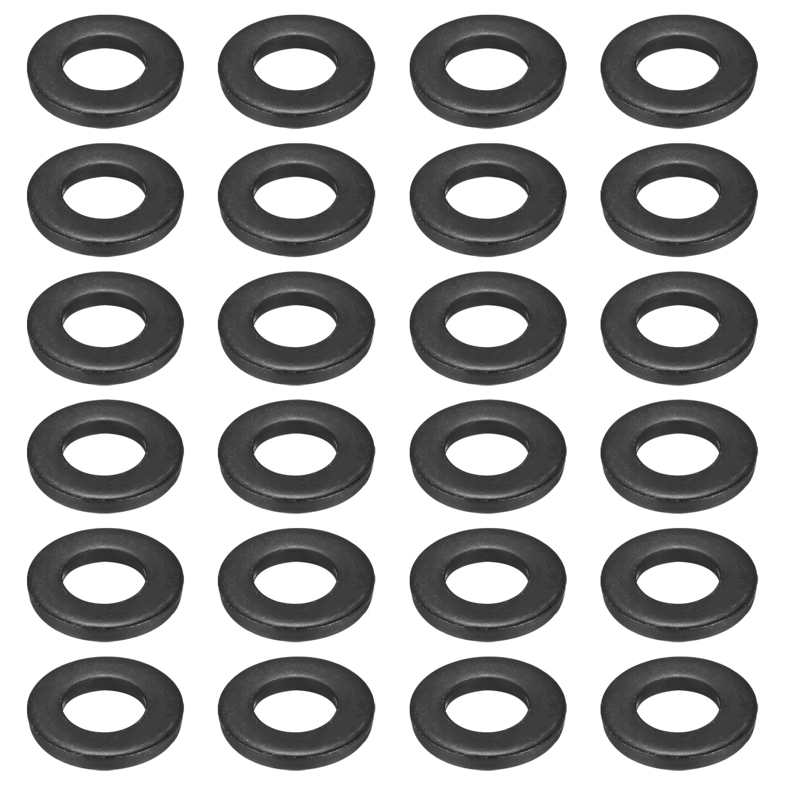 Uxcell 24pcs 7/8" Black Flat Washer for M22 Screw, Steel Metal Washers 22mm ID 43mm OD 6mm l for Industrial, Screws Bolts
