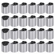 Uxcell 24pcs Aluminized Plastic Disc Top Caps, 20/410 Replacement Press Caps Durable Dispensing Lids for Squeeze Bottles, Refillable Bottles, Plastic, Empty, Shampoo Bottles, Silver Black