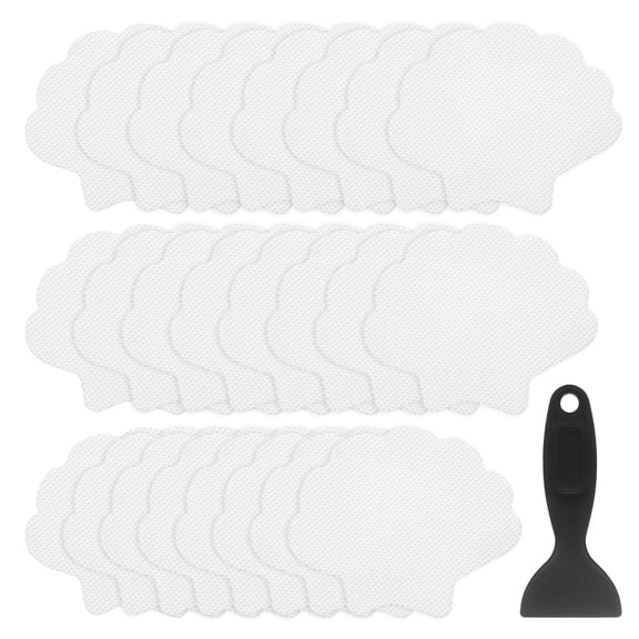 Uxcell 24pcs Non Slip Bathtub Stickers 3.7" Seashell Style Decals with Scraper White