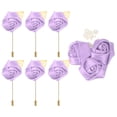 thumbnail image 1 of Uxcell 7 Pcs(6pcs Pins + 1 Brooch) Light Purple Rose Boutonnieres Flower Buttonholes Pocket Boutonnieres Pins for Wedding Ceremony Anniversary Prom Formal Dinner Party, 1 of 7