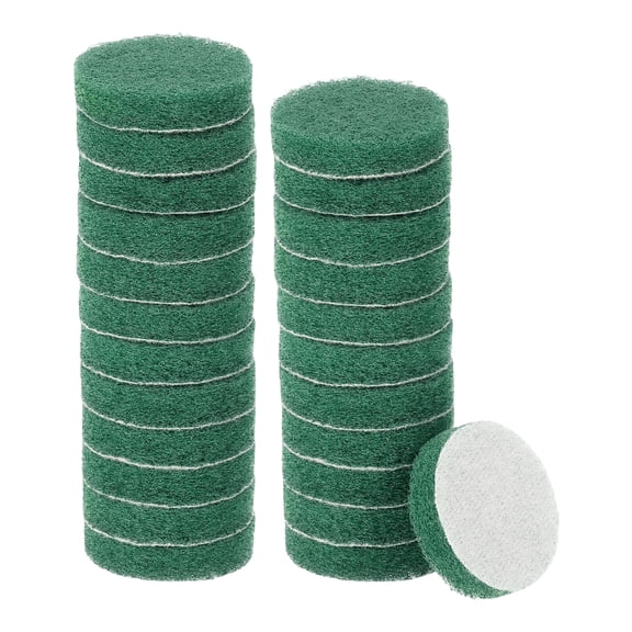 Uxcell 24pcs Scrubber Scouring Pads 180 Grits 2 Inch Drill Power Brush, Green