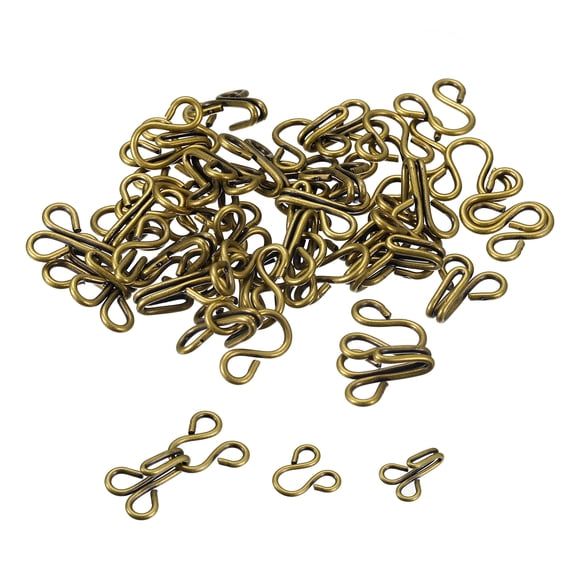 Uxcell 24pcs Sewing Hooks and Eyes Closure for Clothes Trousers Skirt Dress Bra Sewing DIY Craft, Bronze