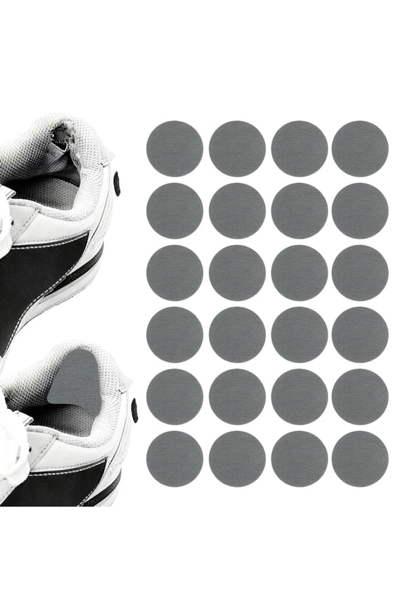 24pcs Shoe Patches for Holes 2" Circle Shape Self-Adhesive Shoe Hole Prevention Repair Patch for Sports Boots Sneakers Inserts, Gray