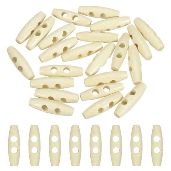 Uxcell 24pcs Wooden Toggle Button, 45mm/1.8" 2 Hole Wood Olive Sewing Buttons for DIY Craft Coat Sweater Clothing Jacket Blazer Bag, Wood Color