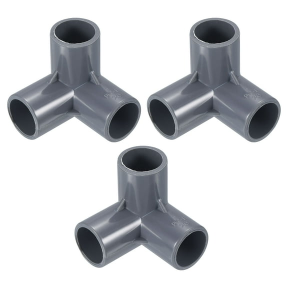 Uxcell 3 Way Elbow Pipe Fittings Pack Joint Coupling Pipe Adapter for Pipe Connection, Gray 25/32" 3Pcs