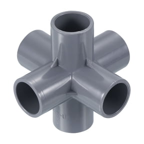 Uxcell 6 Way Elbow Pipe Fittings Joint Coupling Pipe Adapter, Gray 25/32" 1