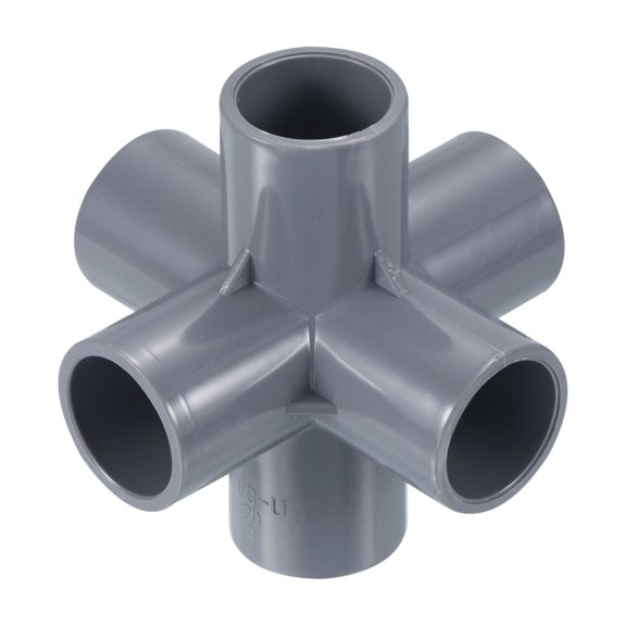 Uxcell 6 Way Elbow Pipe Fittings Joint Coupling Pipe Adapter, Gray 25/32" 1