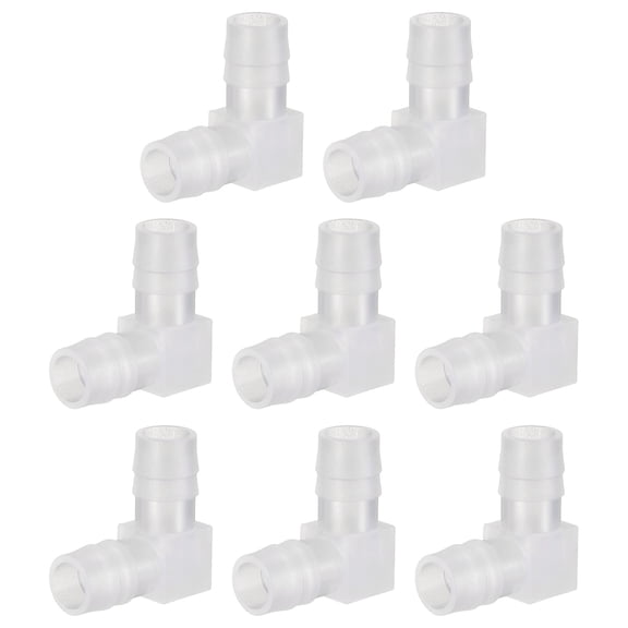 Uxcell 25/64" Hose Barb 90 Degree Elbow L Fitting, (8 Pcs), Plastic 2 Way Equal Barbed Joint Splicer Mender Union Adapter Suit for Water Line