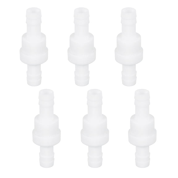 Uxcell 25/64 Inches One Way Check Valve, 6 Pcs Plastic Hose Barb Inline Non-Return Ozone Resistance Plastic Valves for Fuel Gas Water Liquid Air, Clear