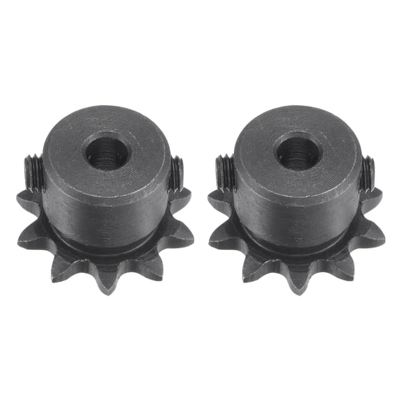Uxcell #25 Chain Roller Sprocket, 5mm Bore 1/4" Pitch 10 Tooth Single Strand Chain Sprocket with Set Screws 2Pack
