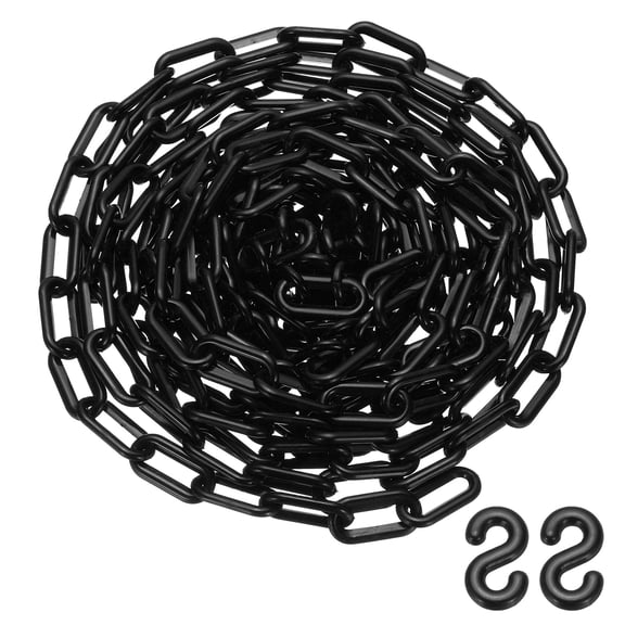 Uxcell 25 Feet Plastic Chain Link Safety Barrier Chain 0.8x1.4" Buckle Black