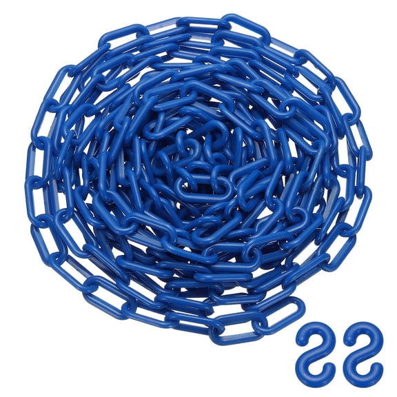 Uxcell 25 Feet Plastic Chain Link Safety Barrier Chain 0.8x1.4" Buckle Blue