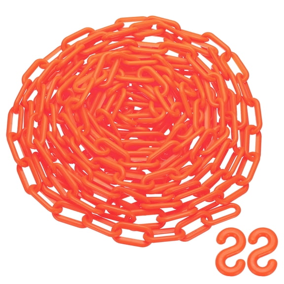 Uxcell 25 Feet Plastic Chain Link Safety Barrier Chain 0.8x1.4" Buckle Orange