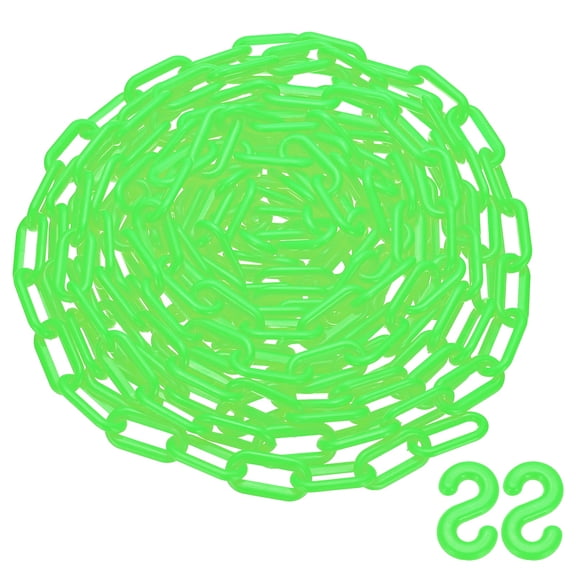Uxcell 25 Feet Plastic Chain Link Safety Barrier Chain 0.8x1.4" Buckle Light Green