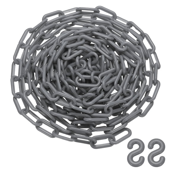 Uxcell 25 Feet Plastic Chain Link, Safety Barrier Chain Lightweight 0.8x1.4 Inch Waterproof Crowd Control Silver Tone